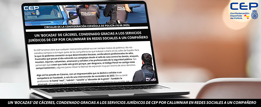 UN BOCAZAS DE CCERES, CONDENADO GRACIAS A LOS SERVICIOS JURDICOS DE CEP POR CALUMNIAR EN REDES SOCIALES A UN COMPAERO
